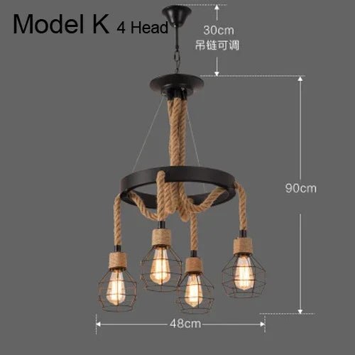 Industrial rustic pendant lights Indoor Lamp para sala hanging rope lights for living dining room Home suspended luminaire - Julia M LifeStyles