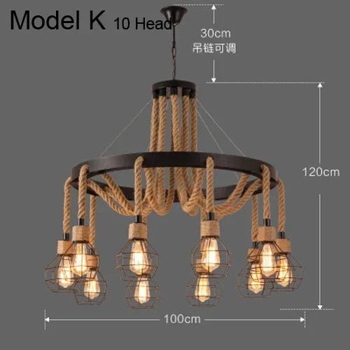 Industrial rustic pendant lights Indoor Lamp para sala hanging rope lights for living dining room Home suspended luminaire - Julia M LifeStyles