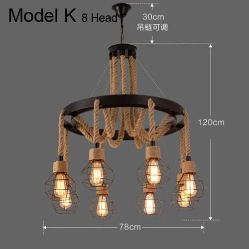 Industrial rustic pendant lights Indoor Lamp para sala hanging rope lights for living dining room Home suspended luminaire - Julia M LifeStyles