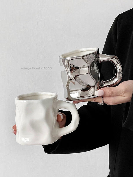 INS Ceramic Cup Fancy Twist Mug For Home Special - Interest Design Couple Coffee Mug Girl Drinking Cup - Julia M LifeStyles