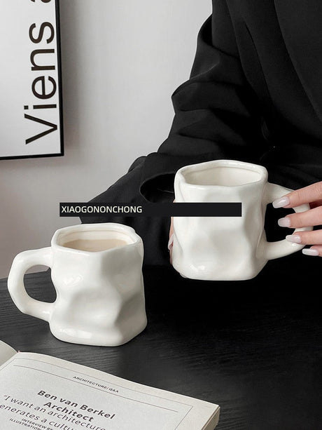 INS Ceramic Cup Fancy Twist Mug For Home Special - Interest Design Couple Coffee Mug Girl Drinking Cup - Julia M LifeStyles