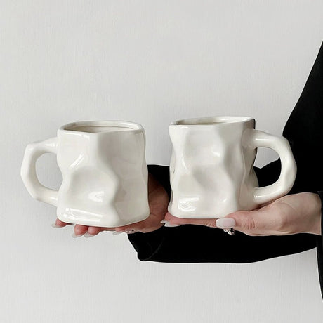 INS Ceramic Cup Fancy Twist Mug For Home Special - Interest Design Couple Coffee Mug Girl Drinking Cup - Julia M LifeStyles