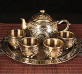 Internet Celebrity Bronze Set of Dragon and Phoenix Tea Set 1 Teapot 4 Tea Cup For Home a Tray of Six - Piece Set Gifts - Julia M LifeStyles