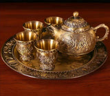 Internet Celebrity Bronze Set of Dragon and Phoenix Tea Set 1 Teapot 4 Tea Cup For Home a Tray of Six - Piece Set Gifts - Julia M LifeStyles