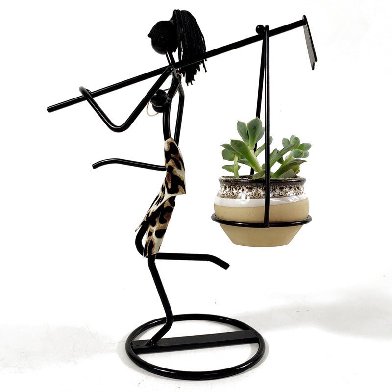 Iron art succulent girl small flower stand - Julia M LifeStyles