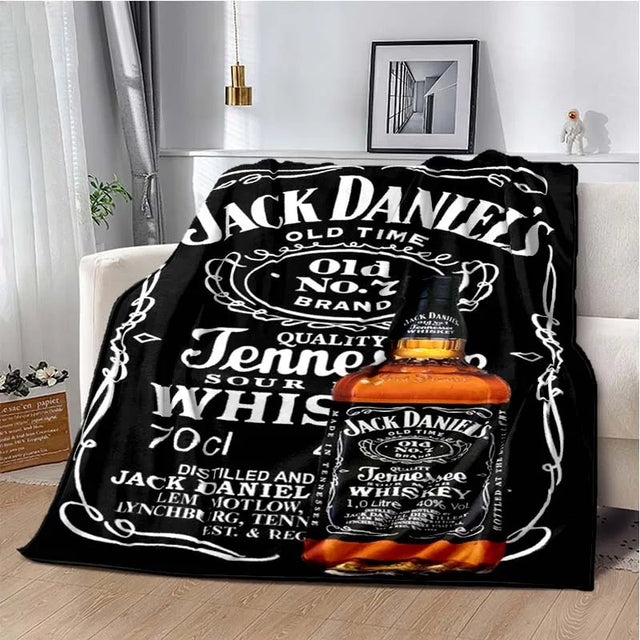 J-JACK DANIELS logo flannel blanket, soft and comfortable home decoration, bedroom, living room, sofa, bed blanket - Julia M LifeStyles