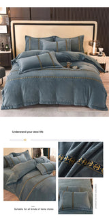 Jacquard Bedding Sets Milk Velvet Thicken Winter Warm Four Piece Set Quilt Cover Queen King Bed Linen Pillowcase Bedroom Decor - Julia M LifeStyles