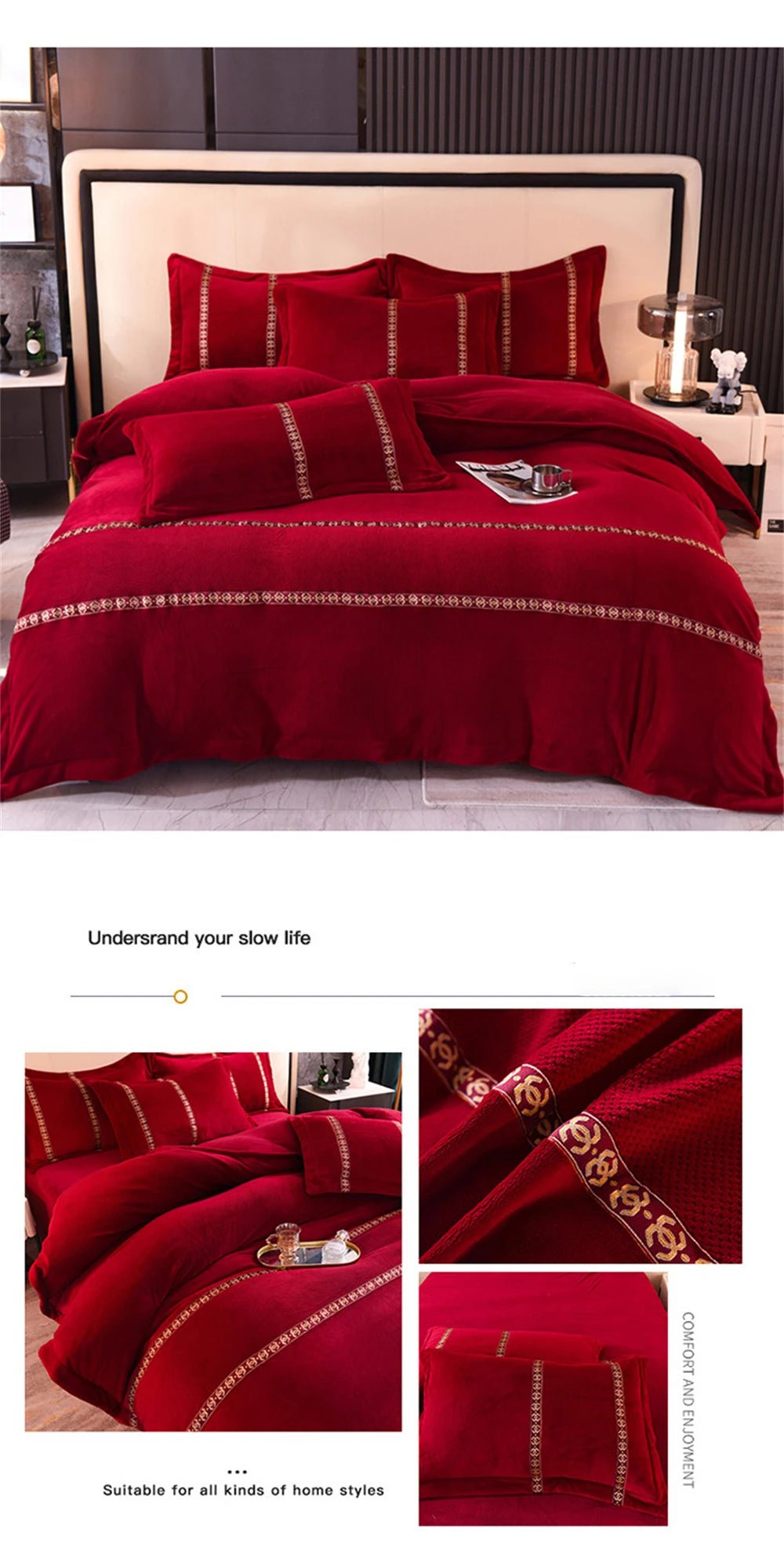 Jacquard Bedding Sets Milk Velvet Thicken Winter Warm Four Piece Set Quilt Cover Queen King Bed Linen Pillowcase Bedroom Decor - Julia M LifeStyles