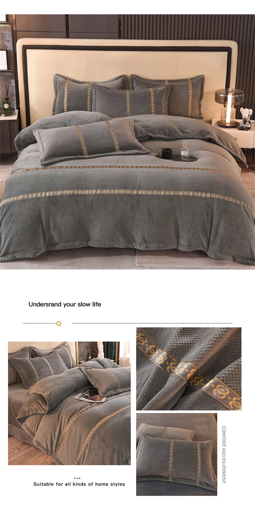 Jacquard Bedding Sets Milk Velvet Thicken Winter Warm Four Piece Set Quilt Cover Queen King Bed Linen Pillowcase Bedroom Decor - Julia M LifeStyles