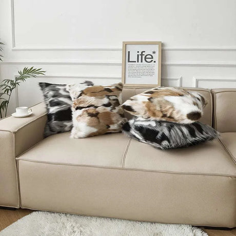 Luxurious Faux Fur Jacquard Cushion Cover throw cushions Julia M Home & Kitchen   