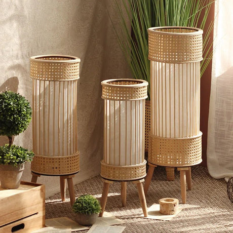 "Japanese Bamboo Vine Weave Floor Lamp & Candle Holder" - Julia M LifeStyles