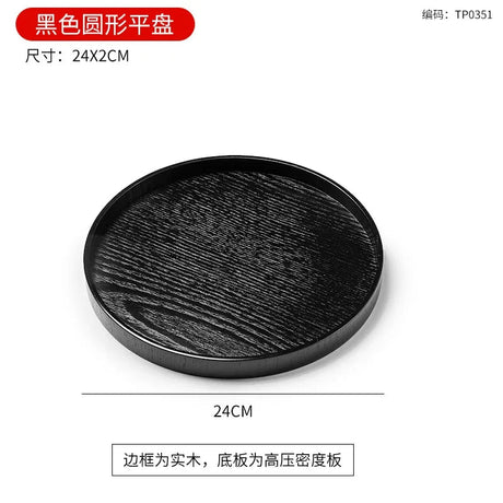 Japanese Black Solid Wood Dessert Plate 🖤 - Julia M LifeStyles