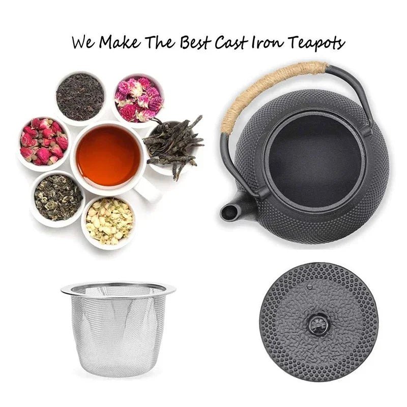 Japanese Iron Tea Pot with Stainless Steel Infuser Cast Iron Teapot Tea Kettle for Boiling Water Oolong Tea 600/800/1200ML - Julia M LifeStyles