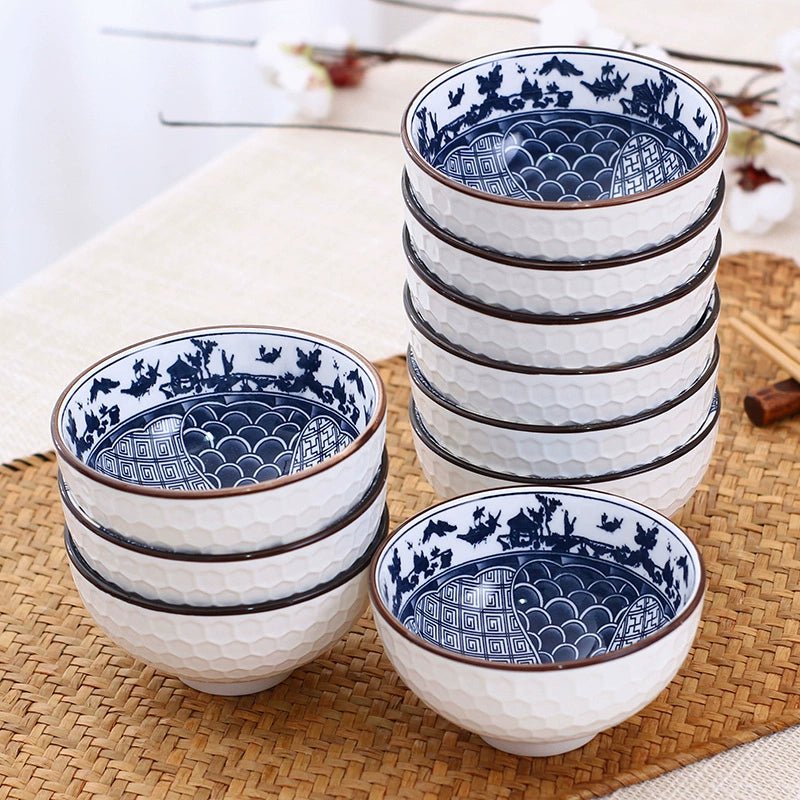 Japanese Blue and White Porcelain Rice Bowl Set - Julia M LifeStyles