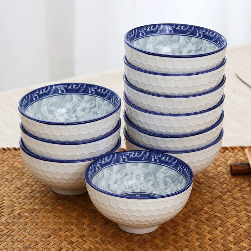 Japanese Blue and White Porcelain Rice Bowl Set - Julia M LifeStyles