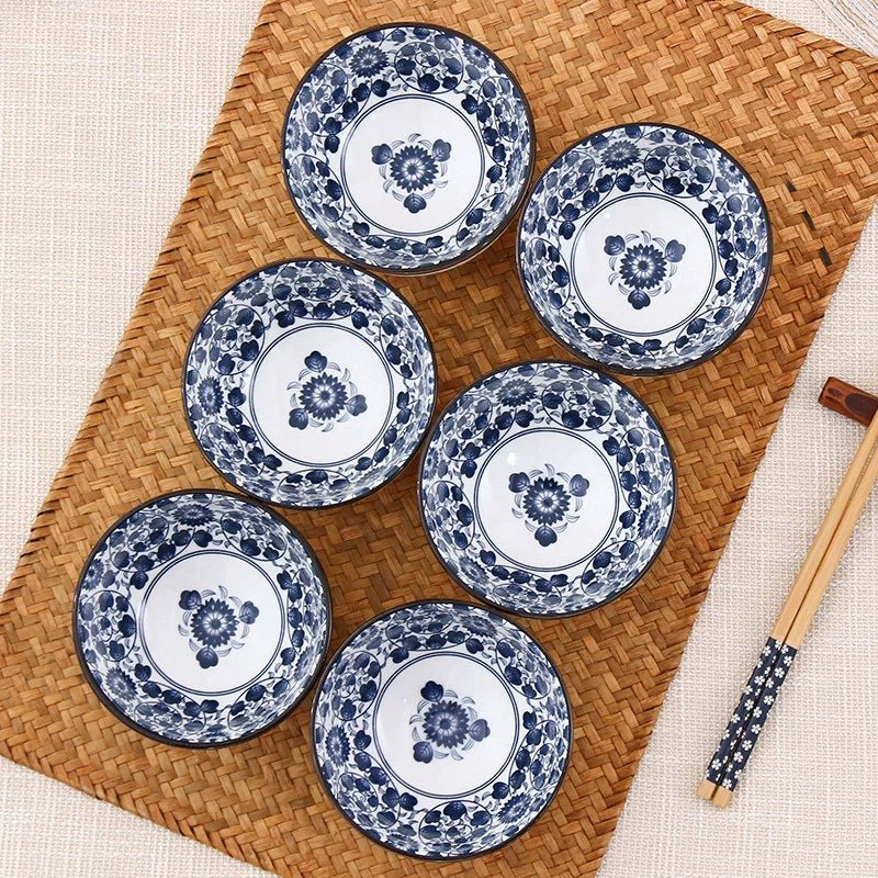 Japanese - Style Blue and White Creative Single Tableware Set Rice Bowl - Julia M LifeStyles