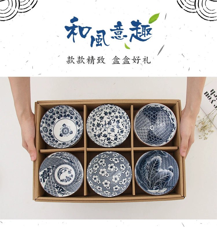 Japanese Blue and White Porcelain Rice Bowl Set - Julia M LifeStyles