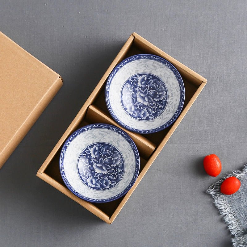 Japanese - Style Blue and White Creative Single Tableware Set Rice Bowl - Julia M LifeStyles