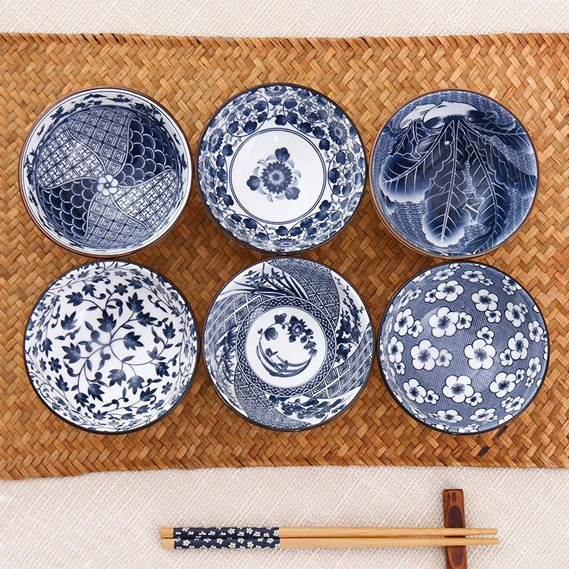 Japanese Blue and White Porcelain Rice Bowl Set - Julia M LifeStyles