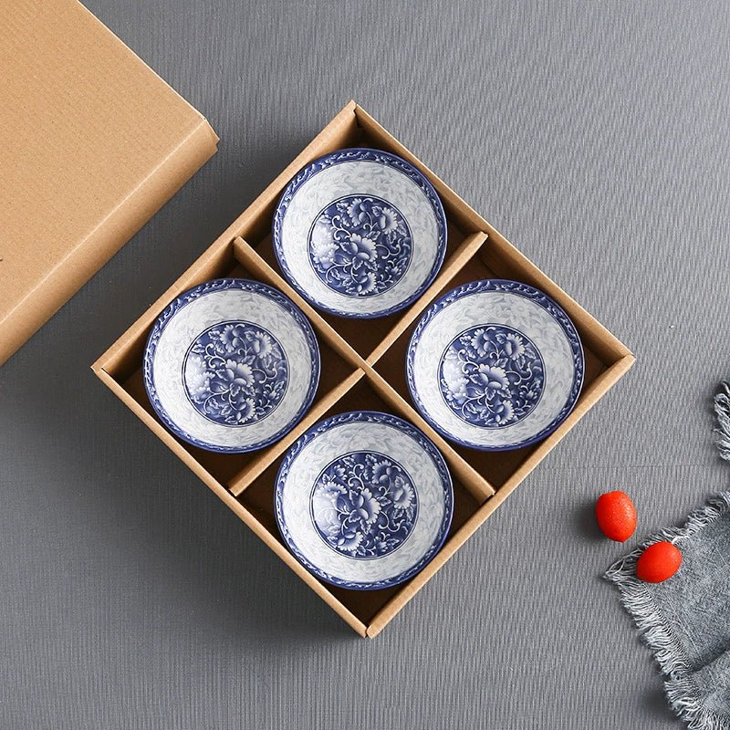 Japanese Blue and White Porcelain Rice Bowl Set - Julia M LifeStyles