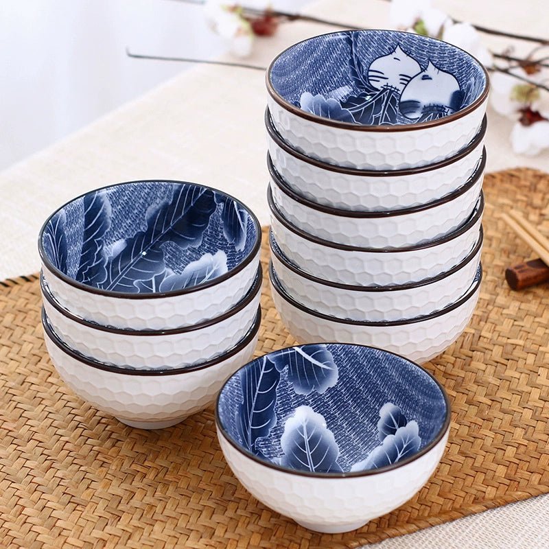 Japanese Blue and White Porcelain Rice Bowl Set - Julia M LifeStyles