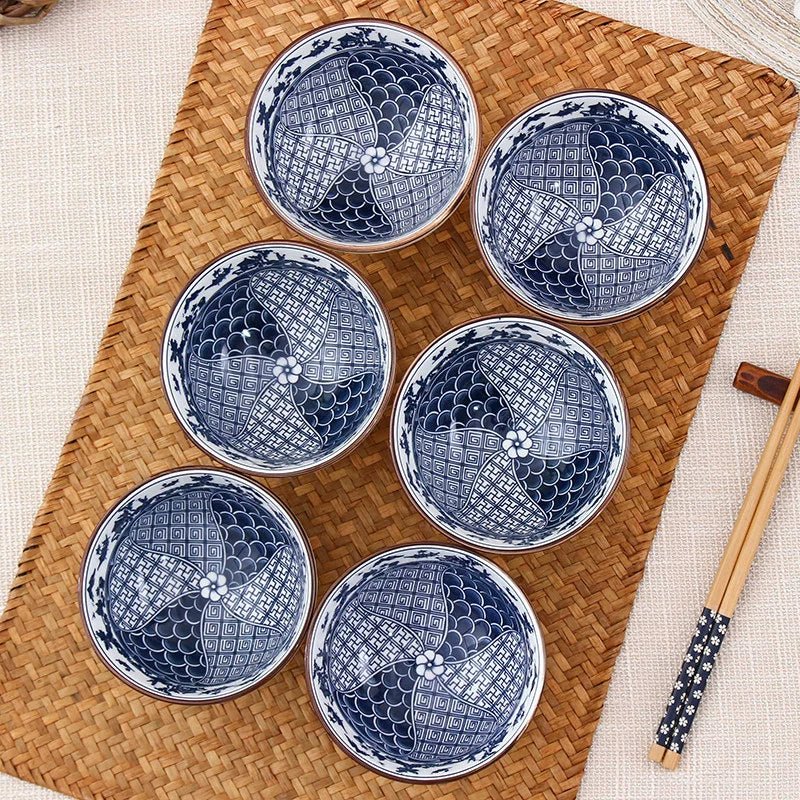 Japanese Blue and White Porcelain Rice Bowl Set - Julia M LifeStyles