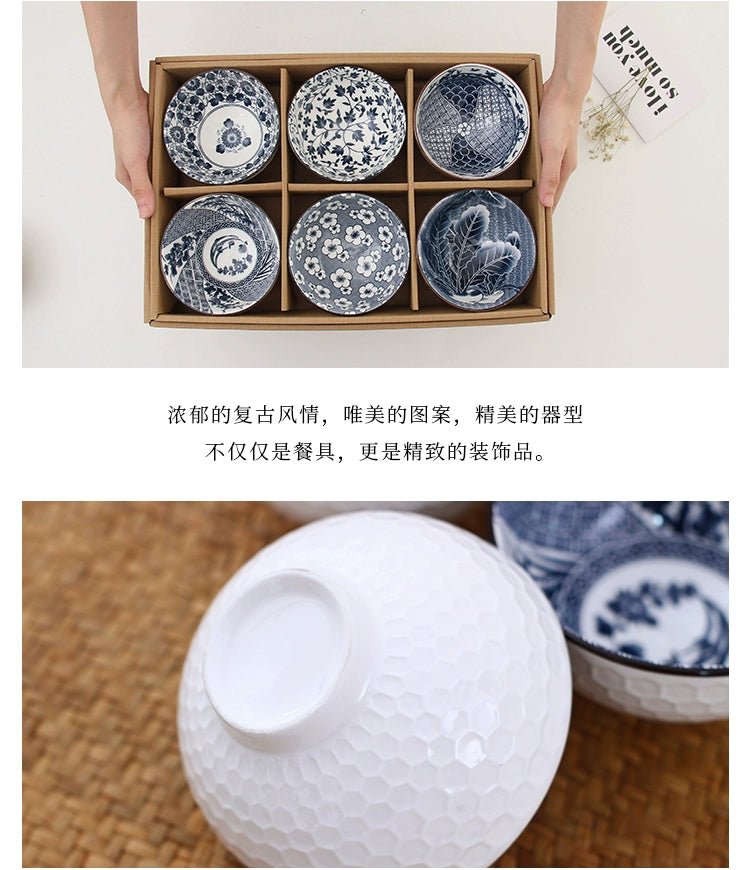 Japanese Blue and White Porcelain Rice Bowl Set - Julia M LifeStyles