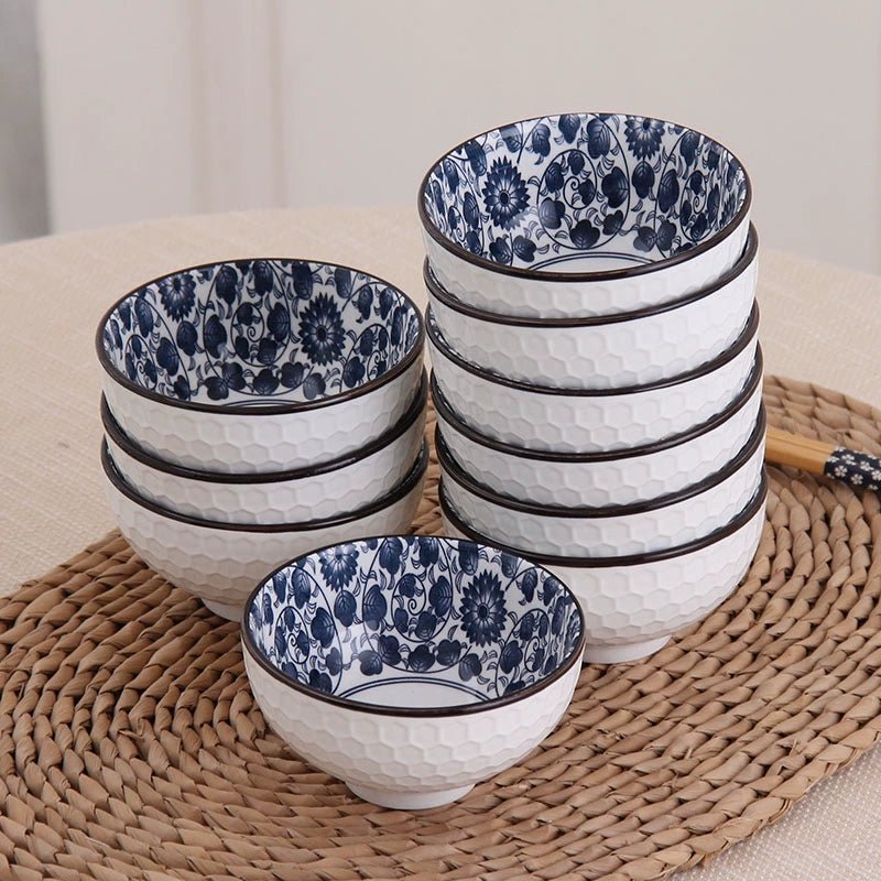 Japanese - Style Blue and White Creative Single Tableware Set Rice Bowl - Julia M LifeStyles