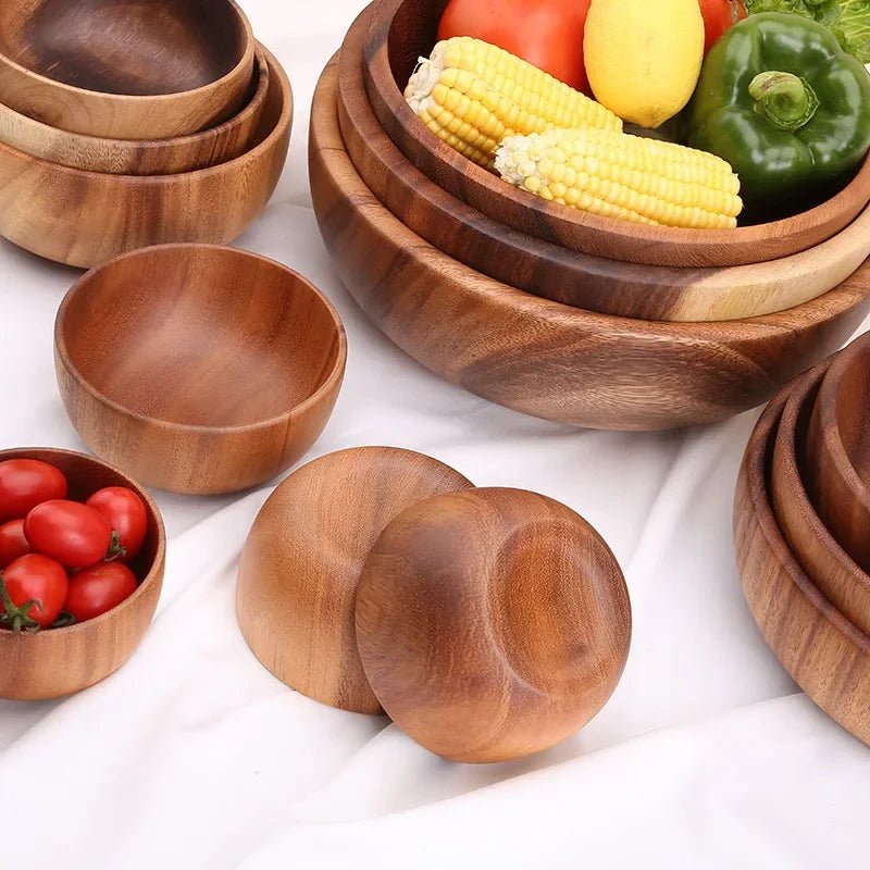 Japanese Style Fall-Proof Acacia Wood Children's Salad Bowl - Julia M LifeStyles