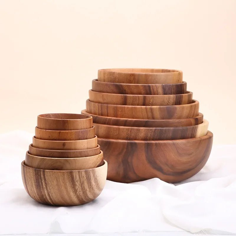 Japanese Style Fall-Proof Acacia Wood Children's Salad Bowl - Julia M LifeStyles