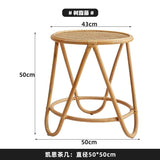 Japanese - Style Ins Rattan Glass Grid Red Small Coffee Table Minimalist Modern Creative Side Table Sofa Side Cabinet Double - Layer Small Table - Julia M LifeStyles