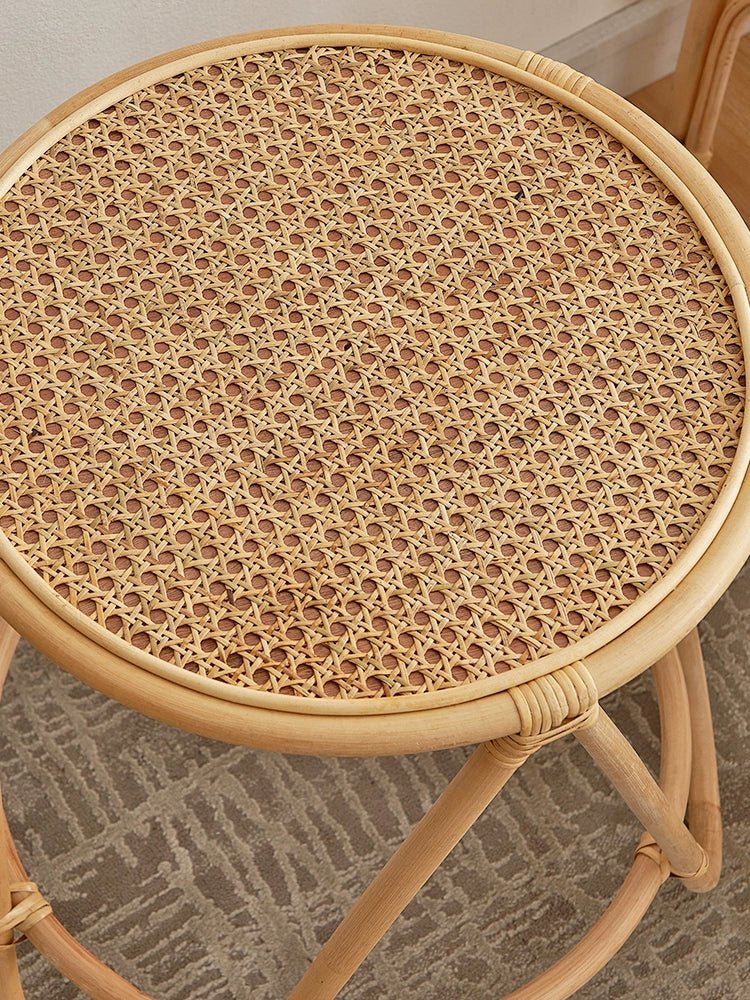 Japanese - Style Ins Rattan Glass Grid Red Small Coffee Table Minimalist Modern Creative Side Table Sofa Side Cabinet Double - Layer Small Table - Julia M LifeStyles