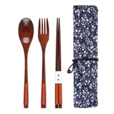 Japanese Style Wooden Cutlery Set with Bag 🥢 - Julia M LifeStyles