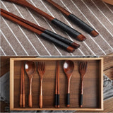 Japanese Style Wooden Cutlery Set with Bag 🥢 - Julia M LifeStyles