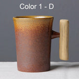 Japanese Vintage Ceramic Coffee Mug with Wood Handle and Spoon - Julia M LifeStyles