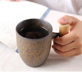 Japanese Vintage Ceramic Coffee Mug with Wood Handle and Spoon - Julia M LifeStyles