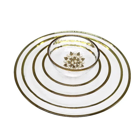 Julia M Lifestyles Nordic Glass Dining Plate Set - Modern Style with Golden Edge - Julia M LifeStyles