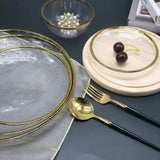 Julia M Lifestyles Nordic Glass Dining Plate Set - Modern Style with Golden Edge - Julia M LifeStyles