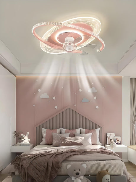 Kids Pink Ceiling Fan with Light and Starry Design for Children's Rooms - Julia M LifeStyles