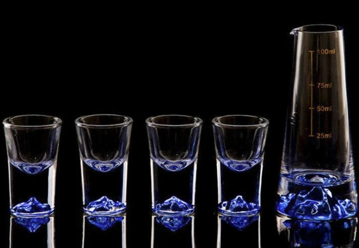 Klein Blue Mountain Crystal Shot Glass Set with Decanter - Japanese Style - Julia M LifeStyles