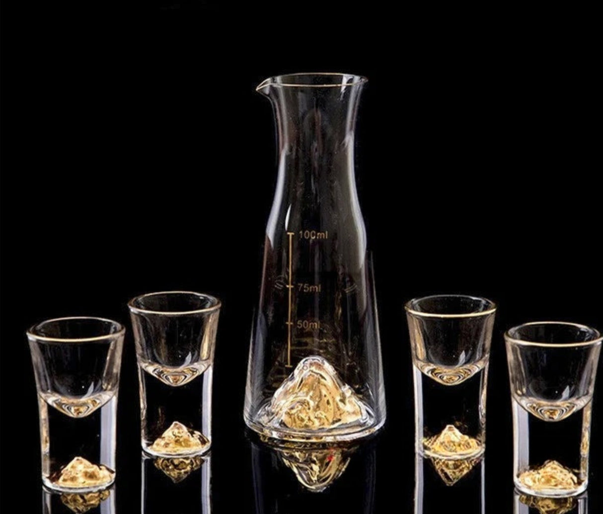 Klein Blue Mountain Crystal Shot Glass Set with Decanter - Japanese Style - Julia M LifeStyles