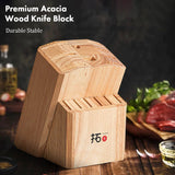 Knife Stand Acacia Solid Wood For 15PCS Kitchen Knives Set Scissors Sharpening Rod Holder Knife Block Shelf Storage Tools - Julia M LifeStyles