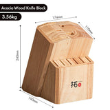 Knife Stand Acacia Solid Wood For 15PCS Kitchen Knives Set Scissors Sharpening Rod Holder Knife Block Shelf Storage Tools - Julia M LifeStyles