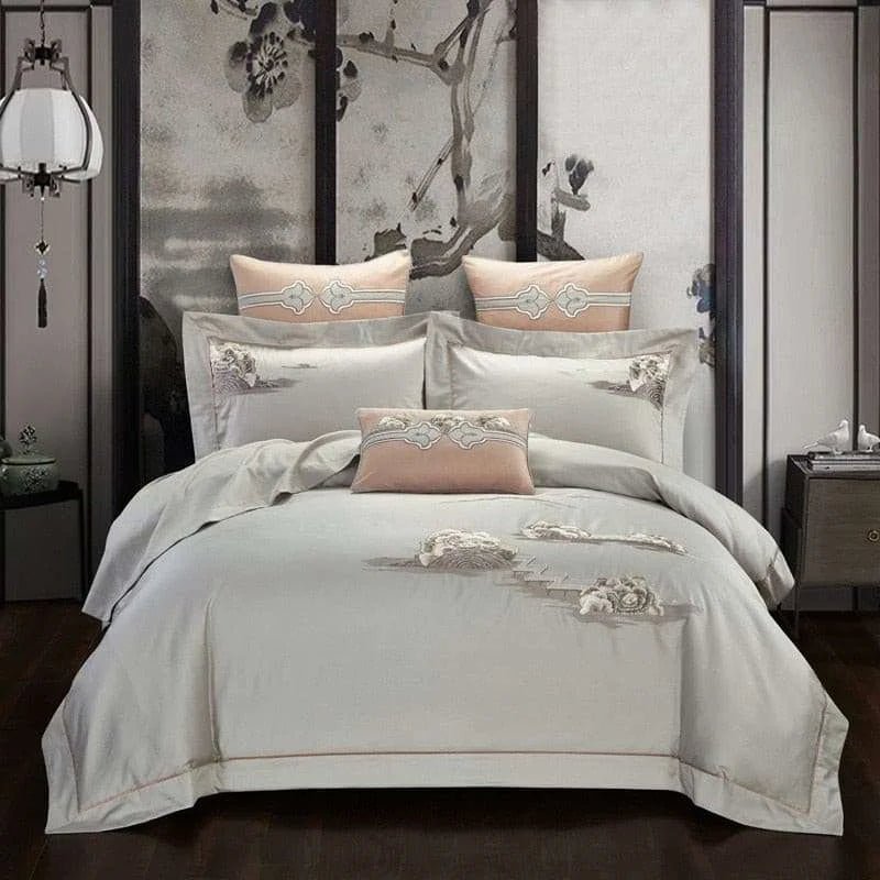 Landscape Scenery Embroidered Egyptian Cotton Bedding Set - Julia M LifeStyles