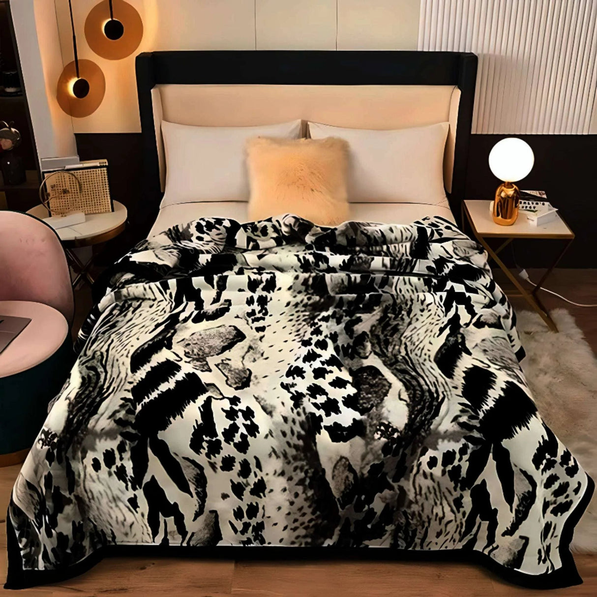 Leopard Print Double Layer Fleece Throw Blankets - Julia M LifeStyles