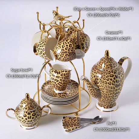 Leopard Print Luxury Bone China Coffee & Tea Set - Julia M LifeStyles