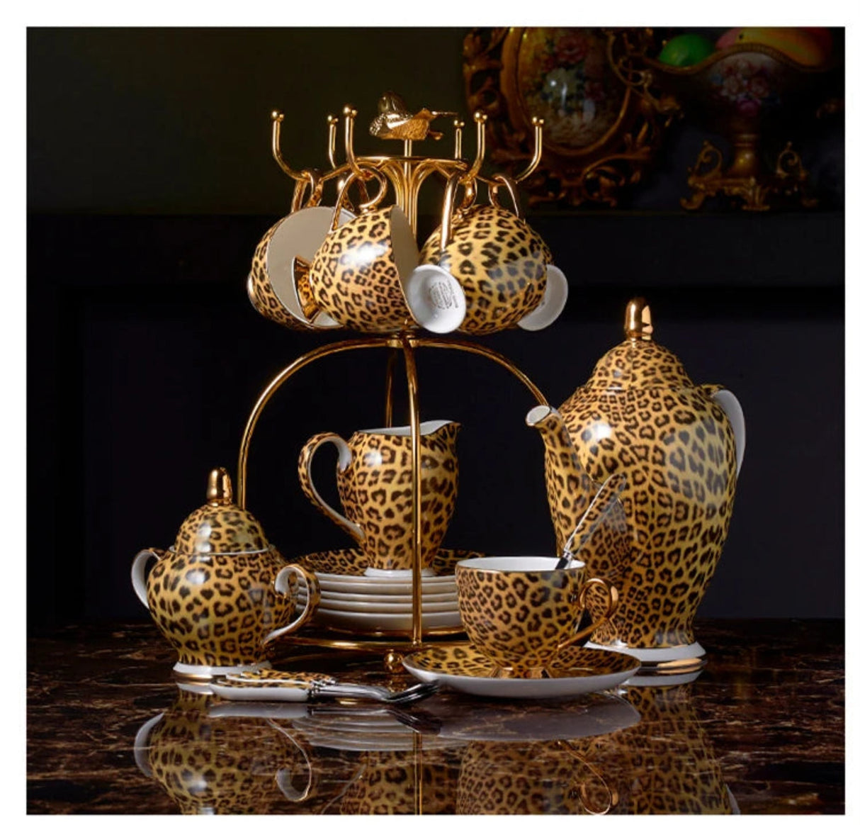 Leopard Print Luxury Bone China Coffee & Tea Set - Julia M LifeStyles