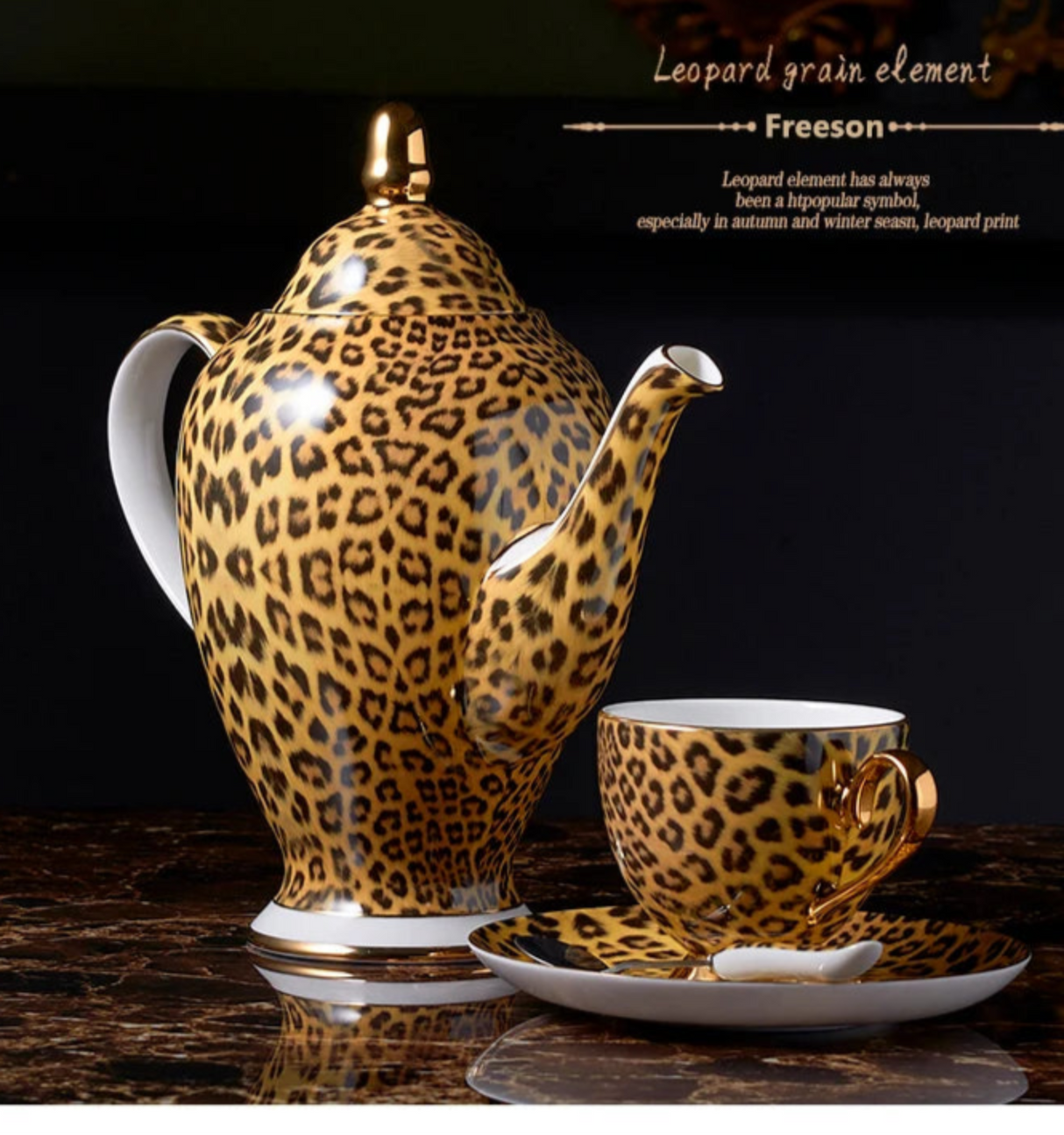 Leopard Print Luxury Bone China Coffee & Tea Set - Julia M LifeStyles