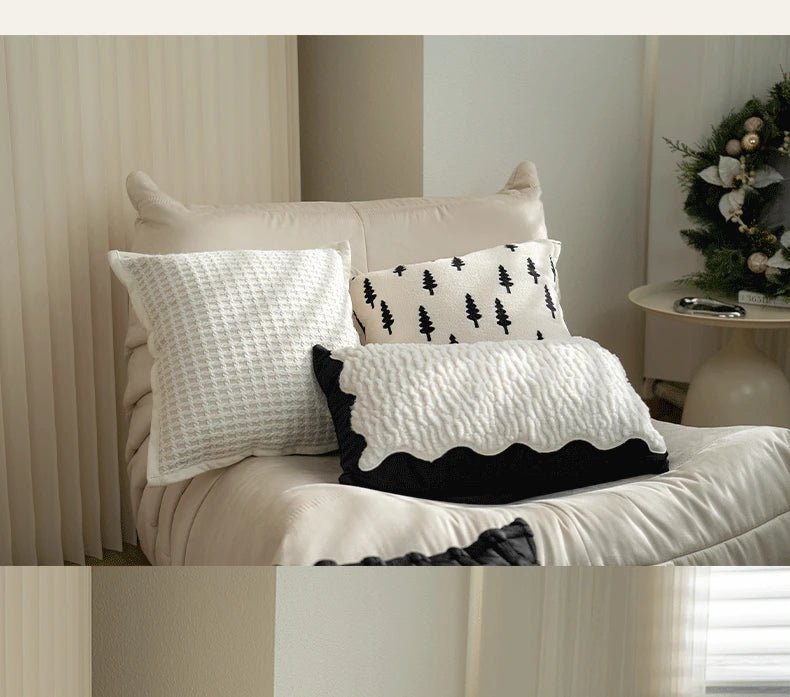 Light Luxury Black and White Jacquard Cushion Covers - Julia M LifeStyles