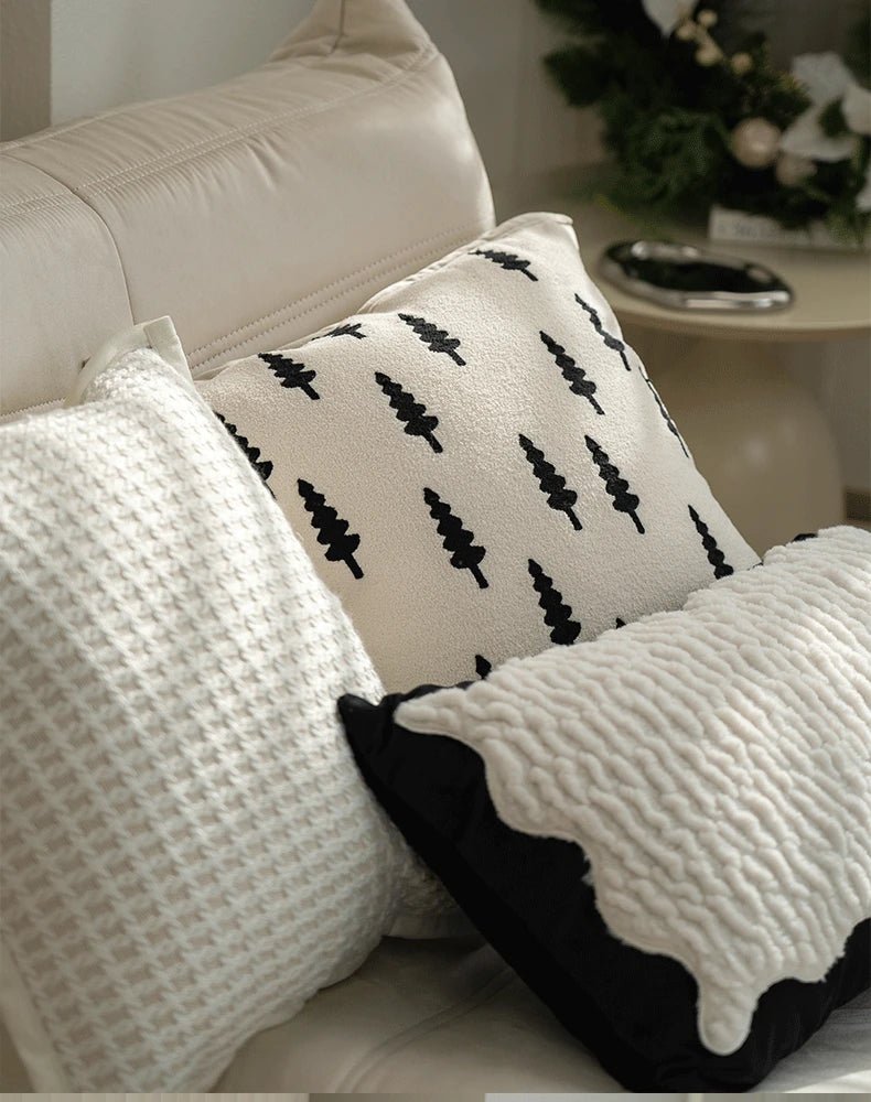 Light Luxury Black and White Jacquard Cushion Covers - Julia M LifeStyles